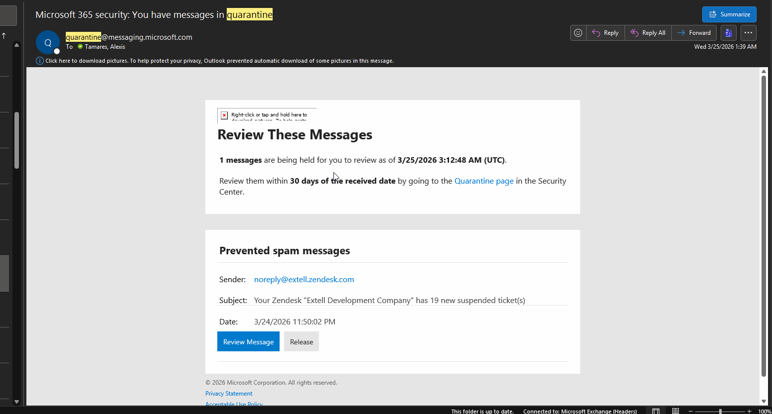 Manage quarantined messages – Extell Development Company